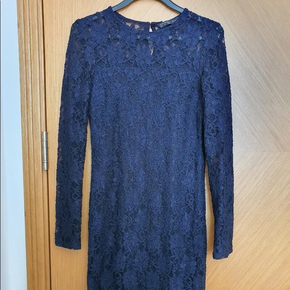 EUC! - Zara | Basic Navy Blue Shift Lace Dress - Picture 5 of 9